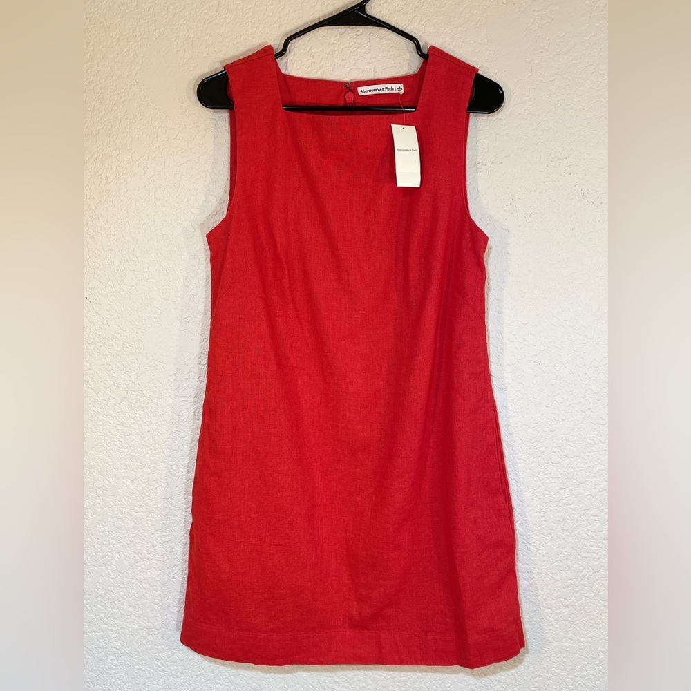 Abercrombie & Fitch Red Linen Mini Dress